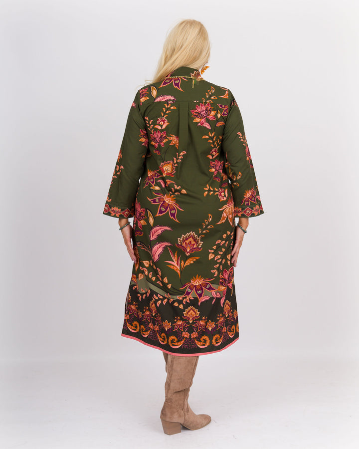 Eliza Dress Olive Trails