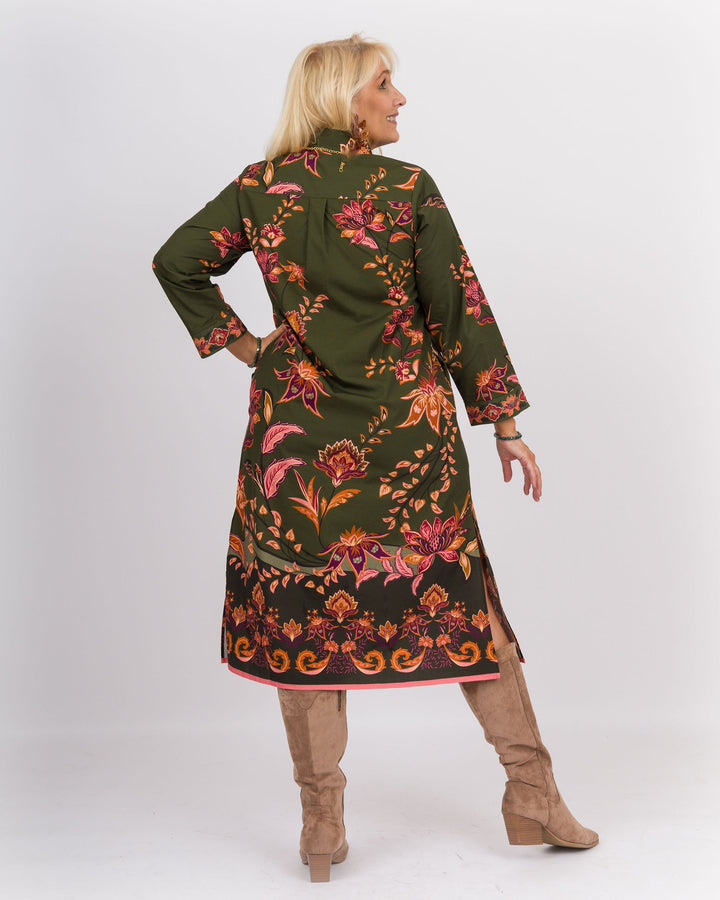 Eliza Dress Olive Trails