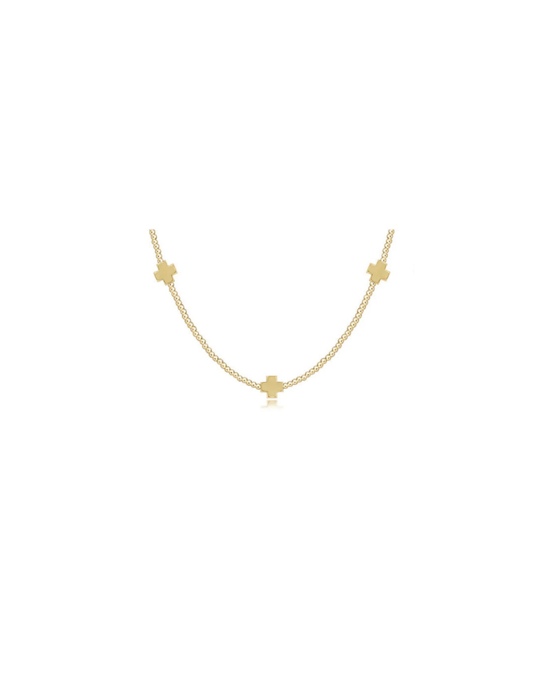 enewton 15" Choker Beaded - Signature Cross 2mm Gold - Gold