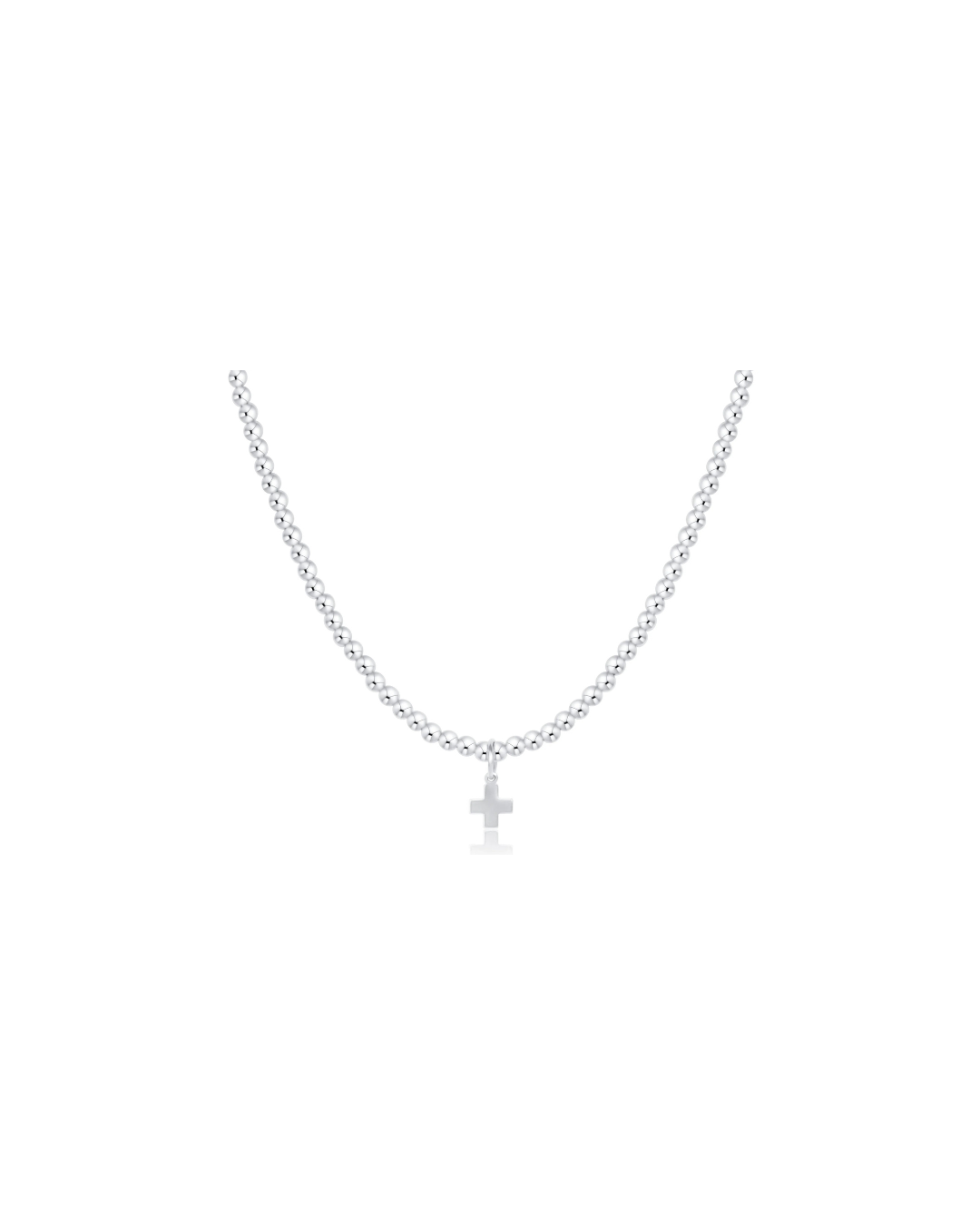 enewton 17" Choker Classic Stearling Silver 3mm Bead - Signature Cross Stearling Charm
