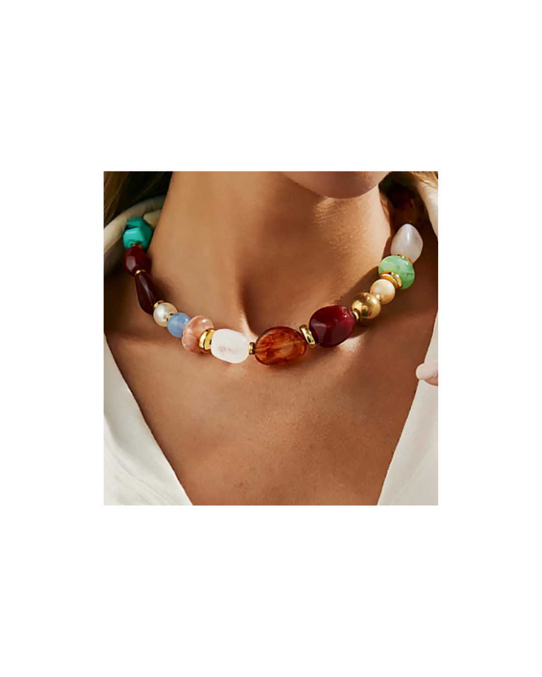 Mixed Multi Color Resin Chunky Necklace