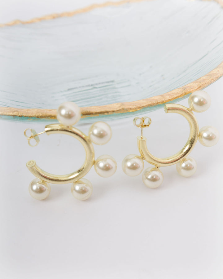 Sheila Fajl Gio Hoops Brushed Pearl