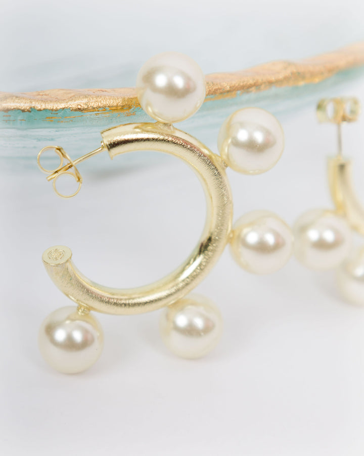 Sheila Fajl Gio Hoops Brushed Pearl