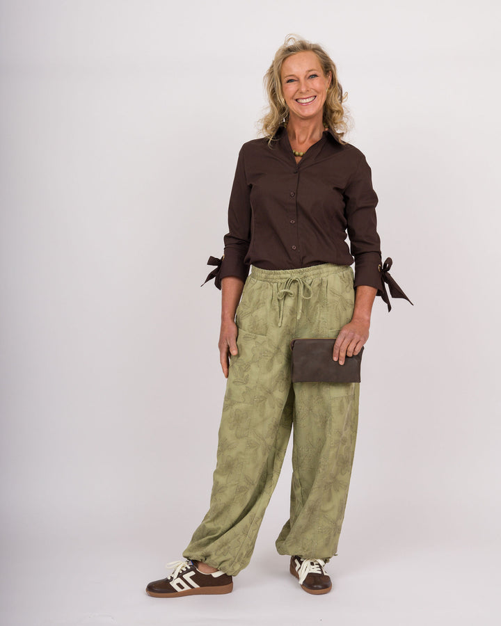 Carola Olive Embroidered Jogger Pants