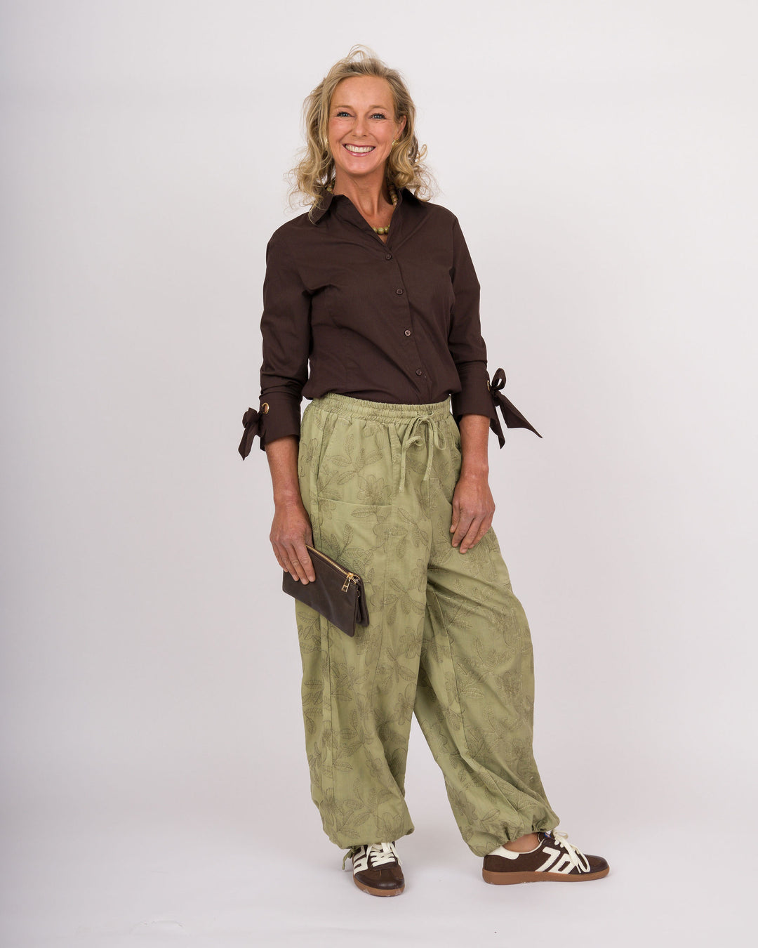 Carola Olive Embroidered Jogger Pants