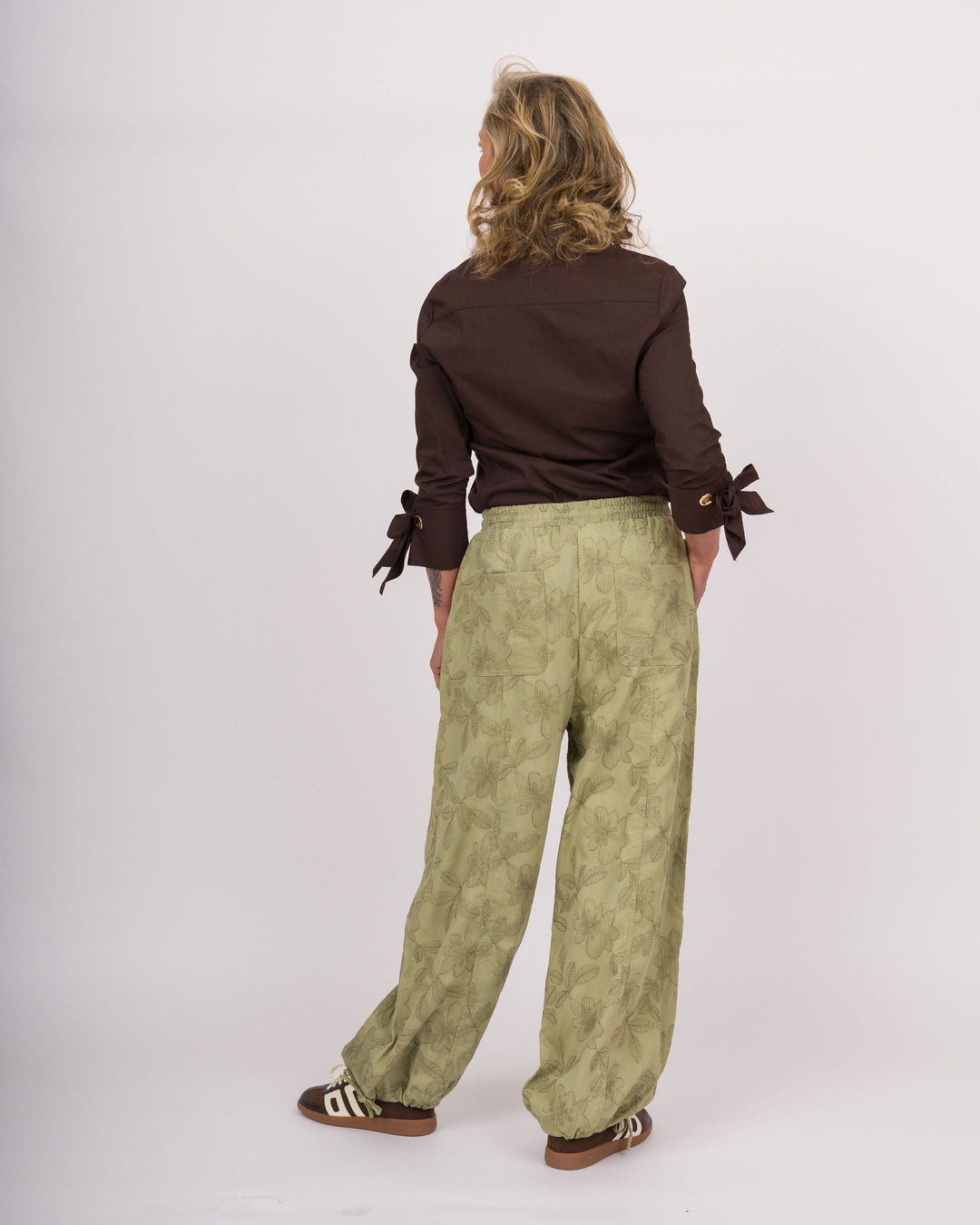 Carola Olive Embroidered Jogger Pants