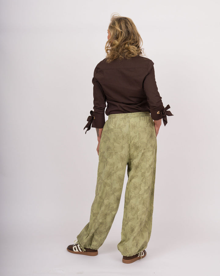 Carola Olive Embroidered Jogger Pants