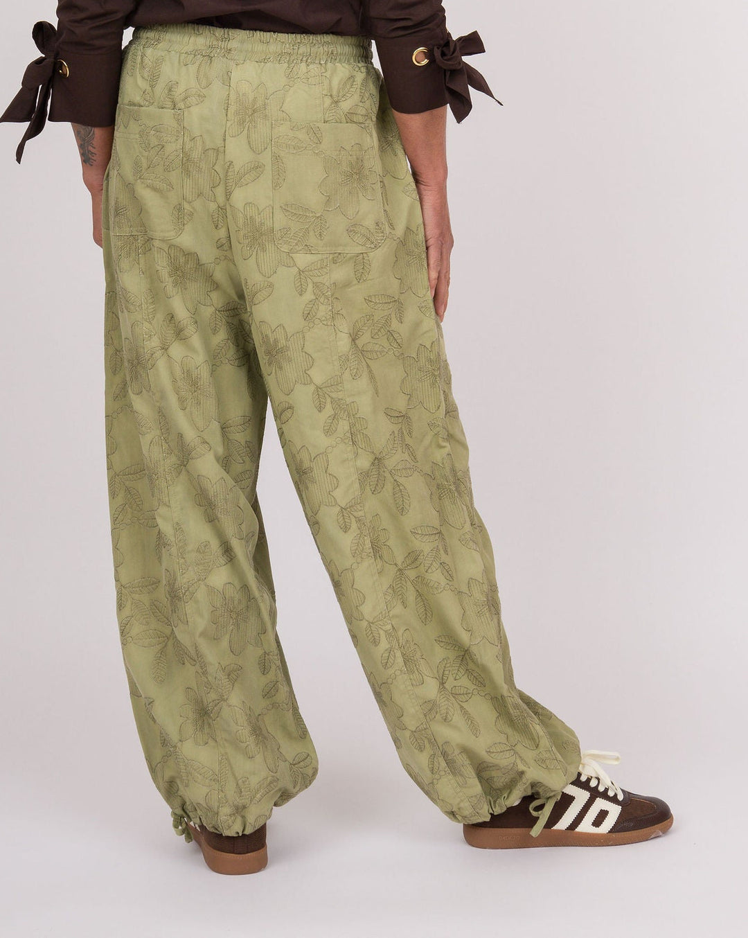 Carola Olive Embroidered Jogger Pants