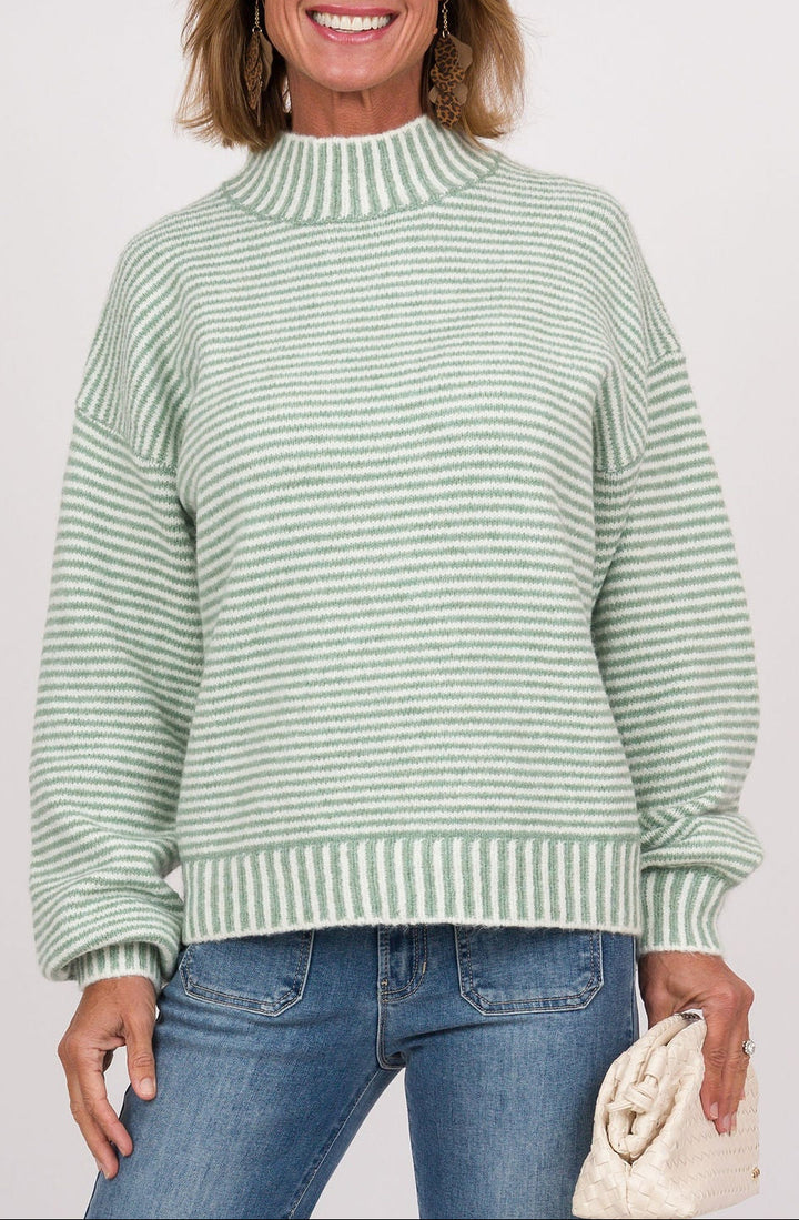 Stripe this Way Long Sleeve Sweater - Green