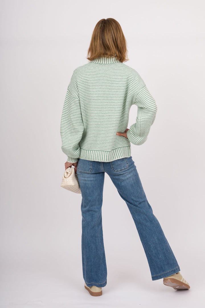 Stripe this Way Long Sleeve Sweater - Green