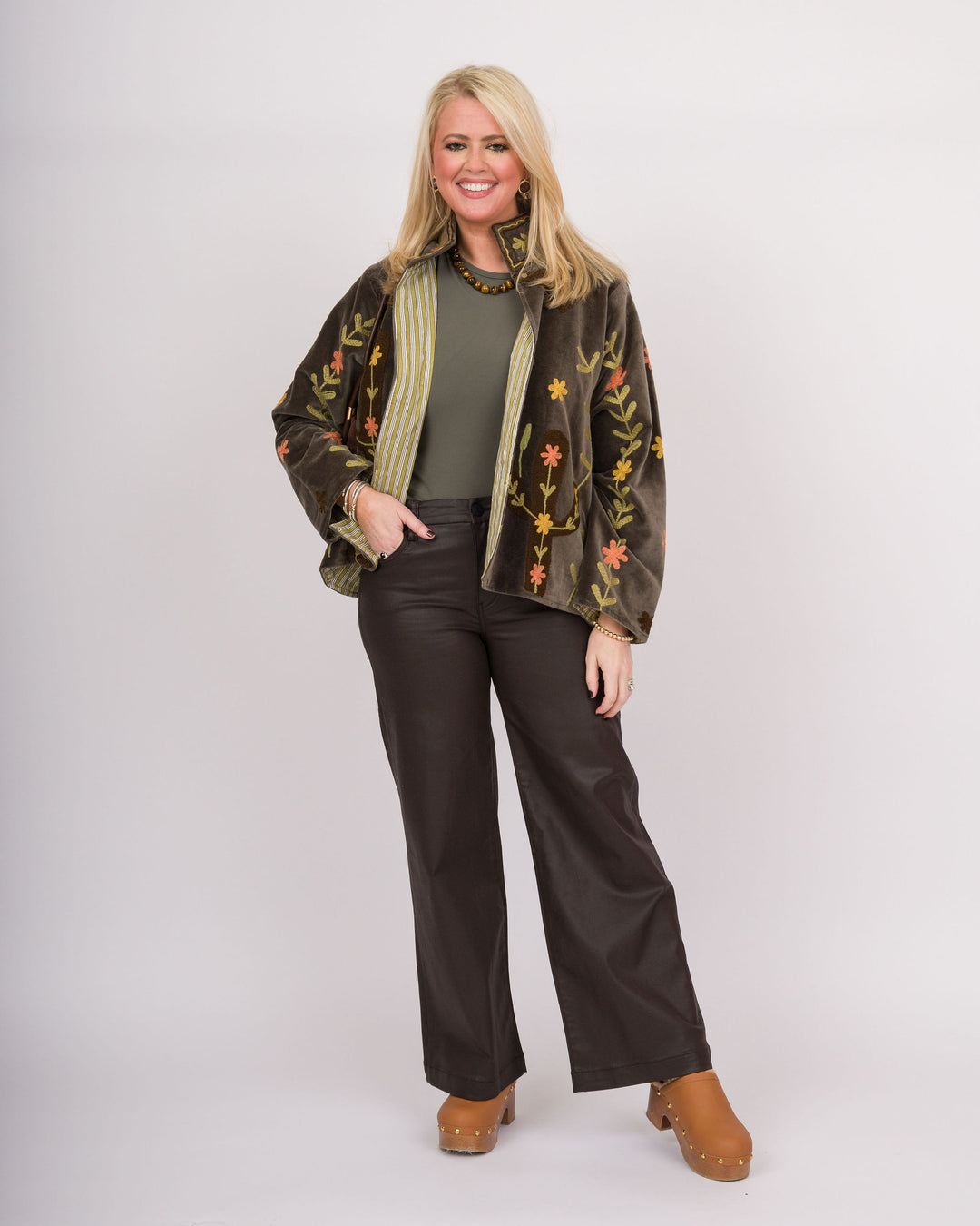 Charcoal Floral Velvet Jacket