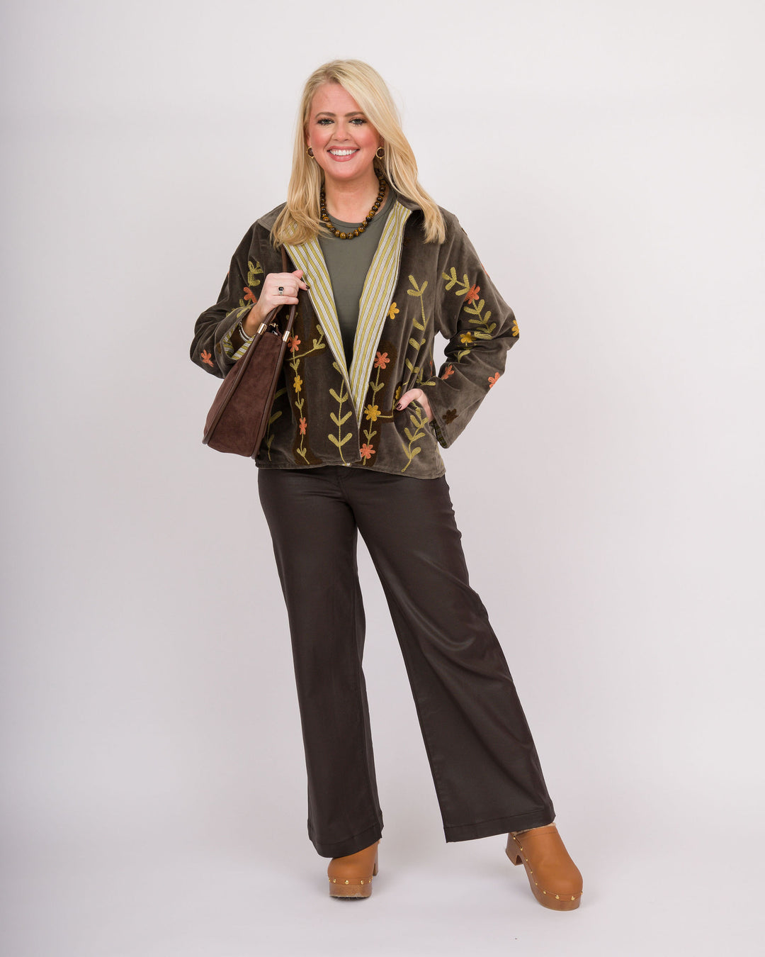 Charcoal Floral Velvet Jacket