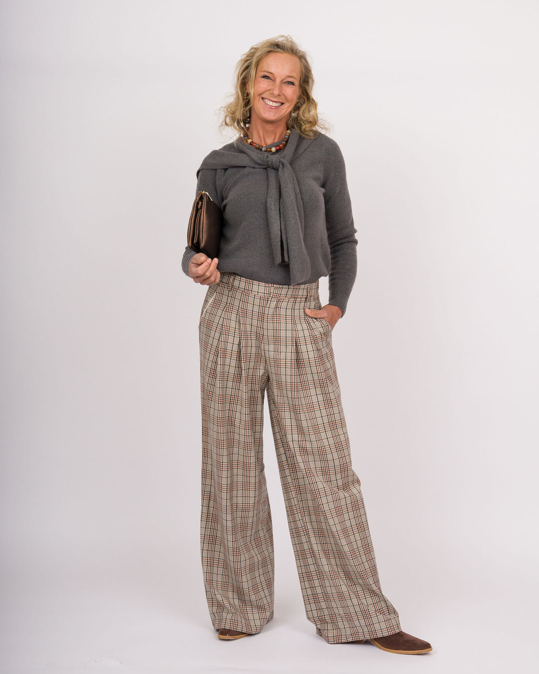 Heart of Pine Malinda Gray Sweater with Scarf