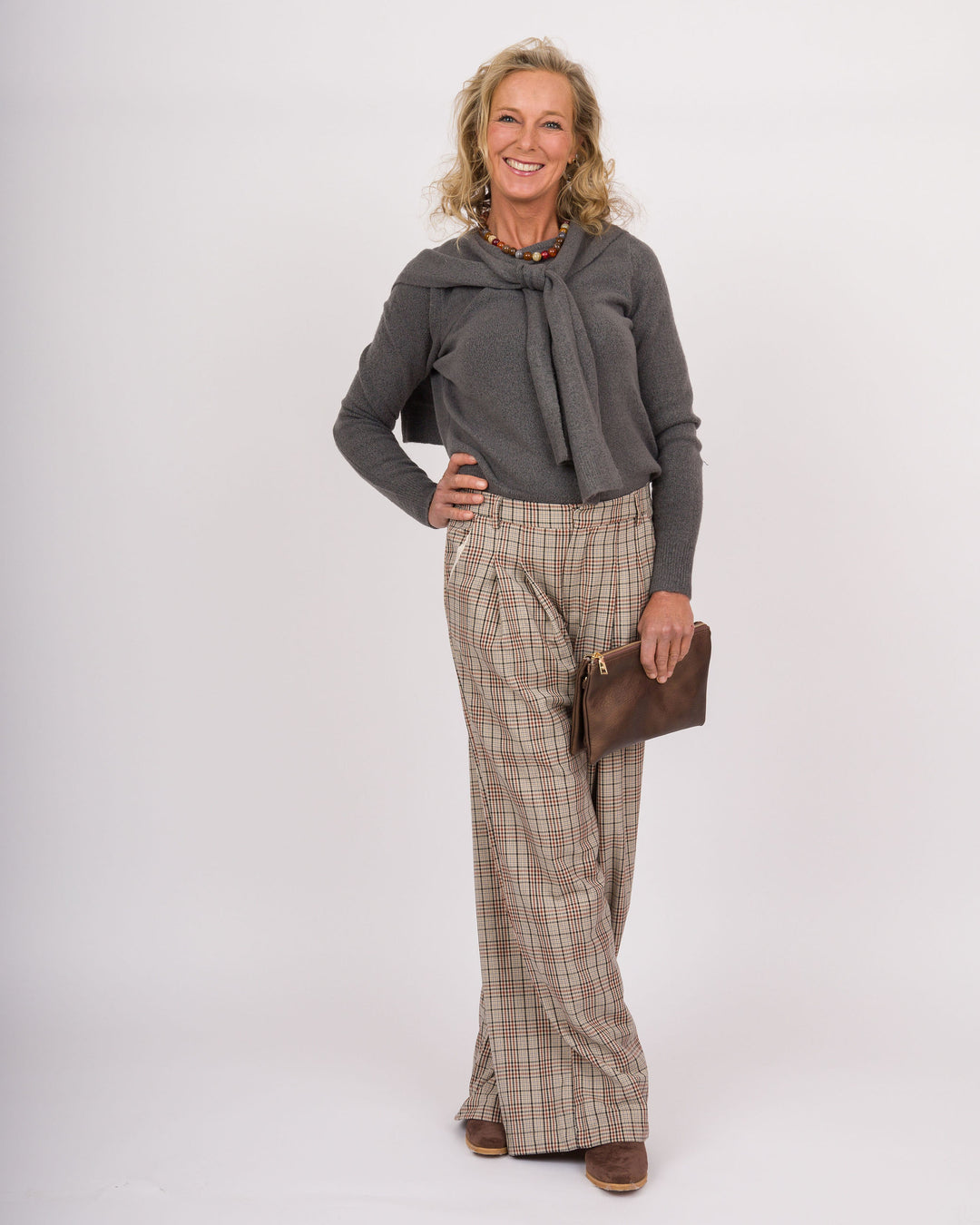 Heart of Pine Malinda Gray Sweater with Scarf