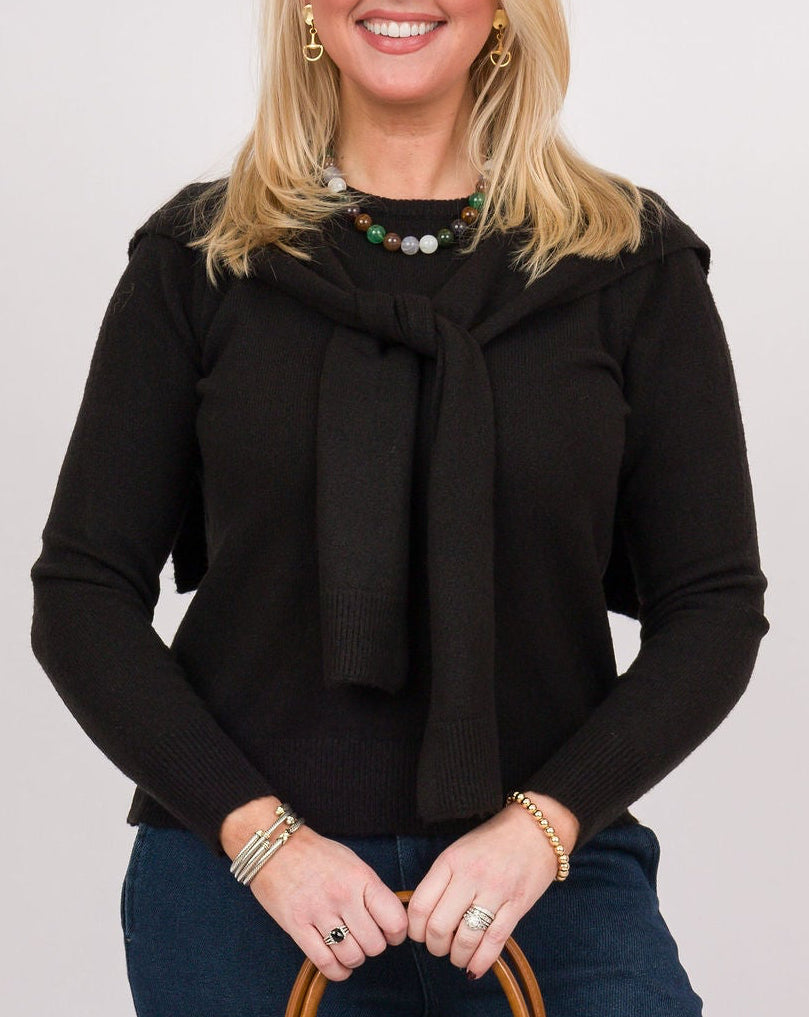 Heart of Pine Malinda Black Sweater with Scarf