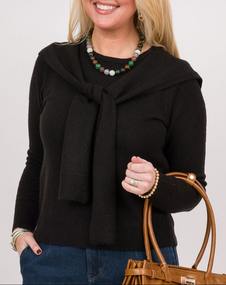 Heart of Pine Malinda Black Sweater with Scarf