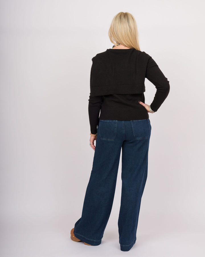 Heart of Pine Malinda Black Sweater with Scarf