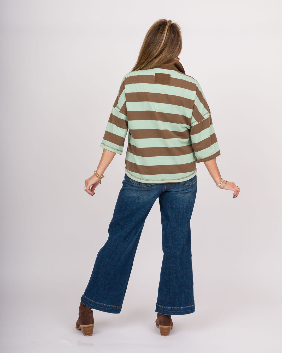 Carli Quarter Zip - Brown and Sage