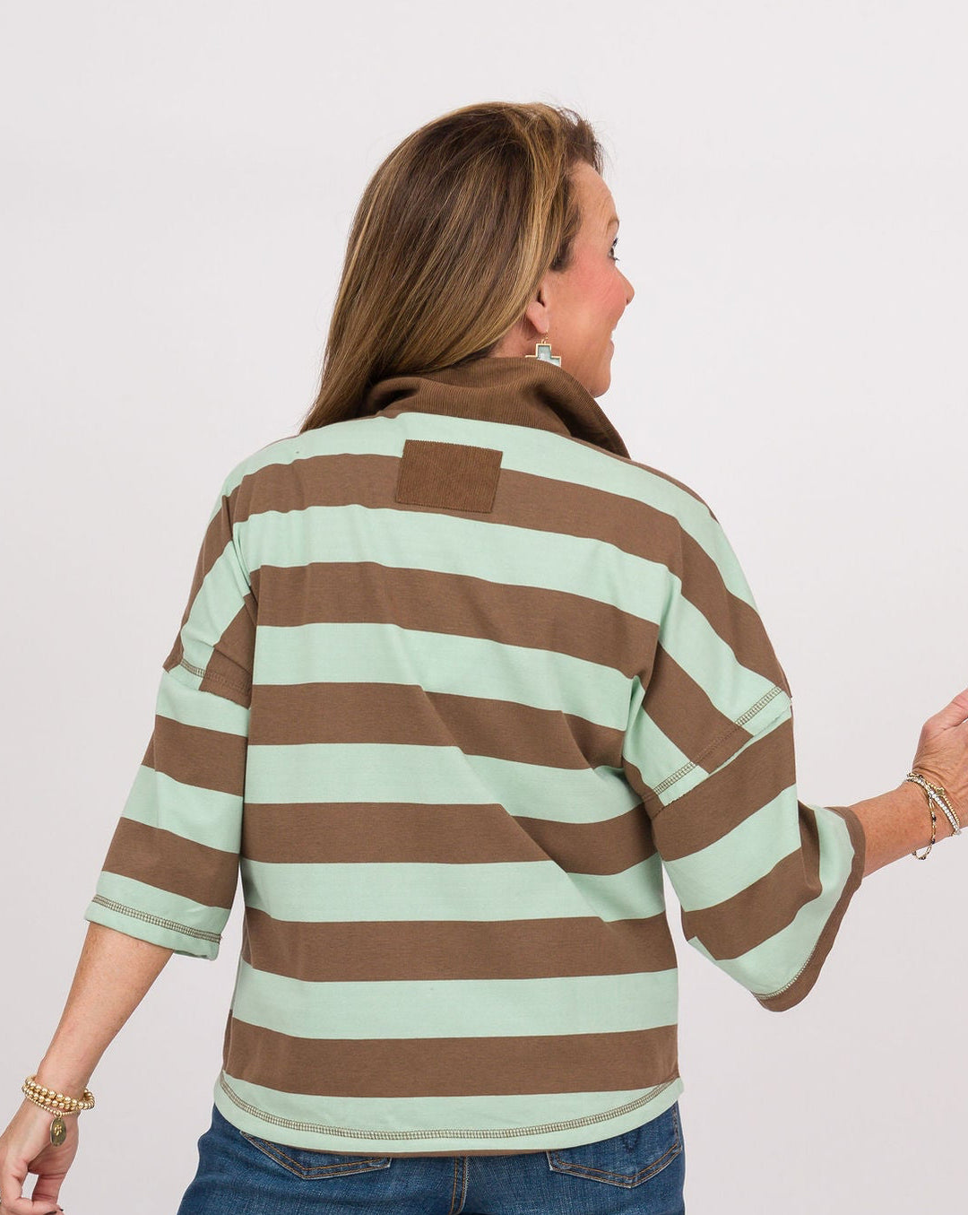 Carli Quarter Zip - Brown and Sage