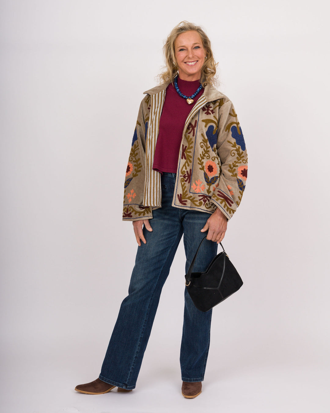 Olive Floral Velvet Jacket