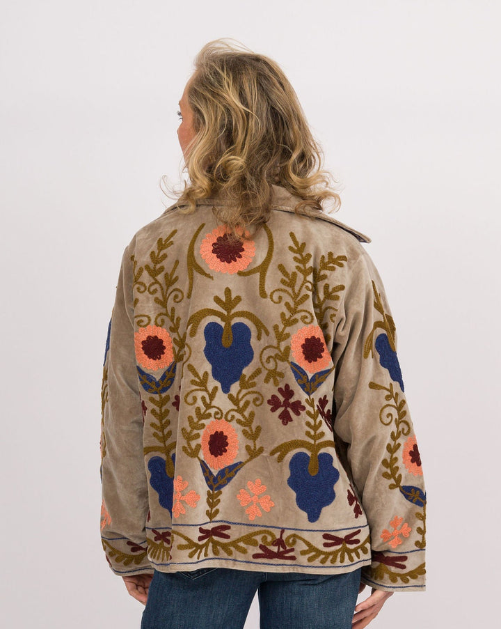 Olive Floral Velvet Jacket
