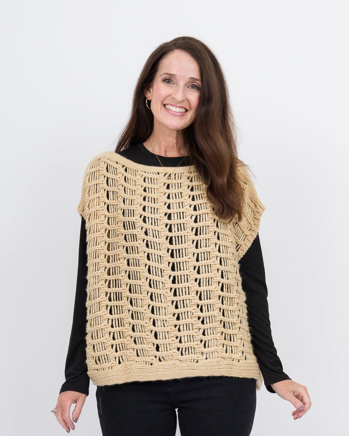 Irene Crochet Knit Sweater- Khaki