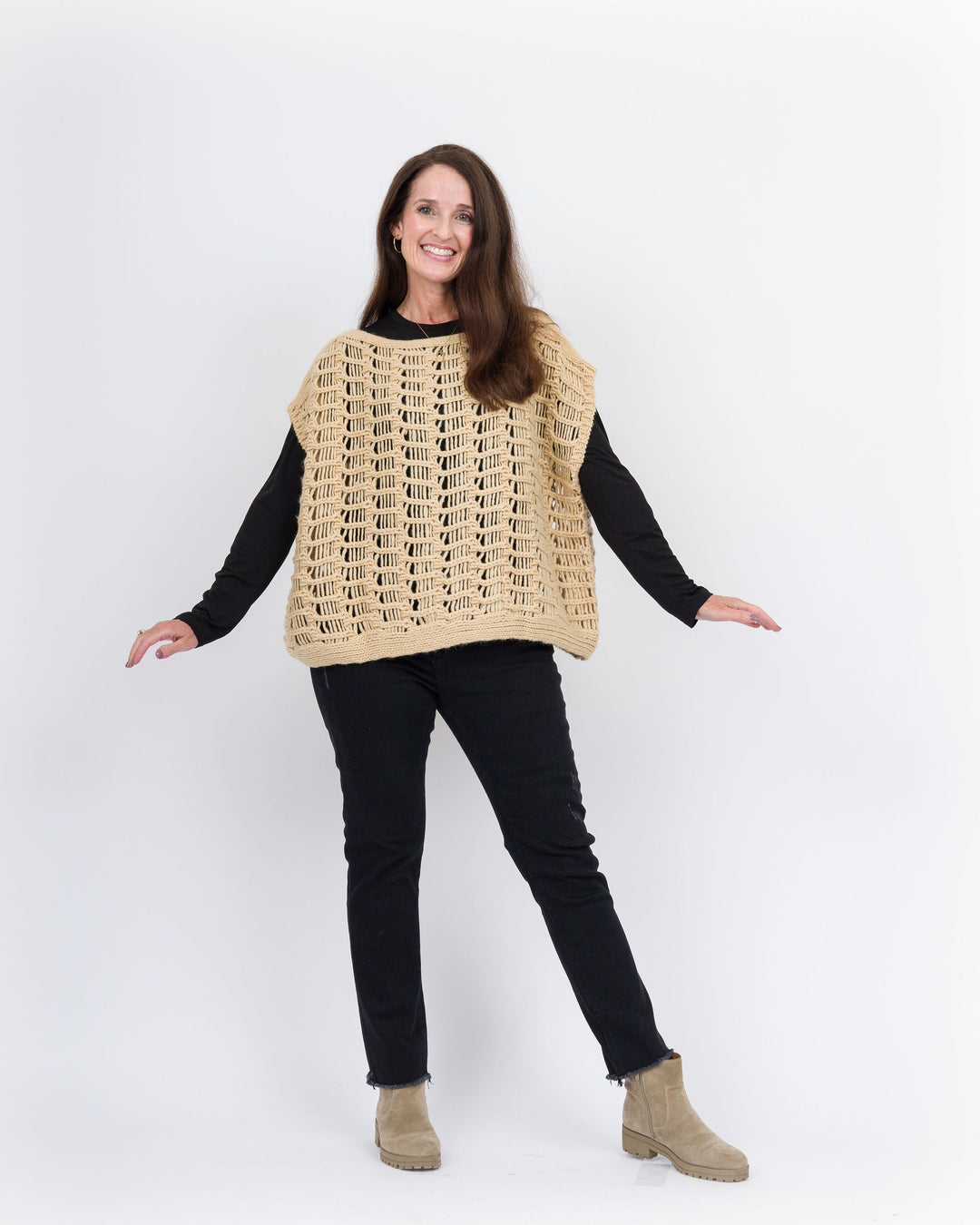 Irene Crochet Knit Sweater- Khaki