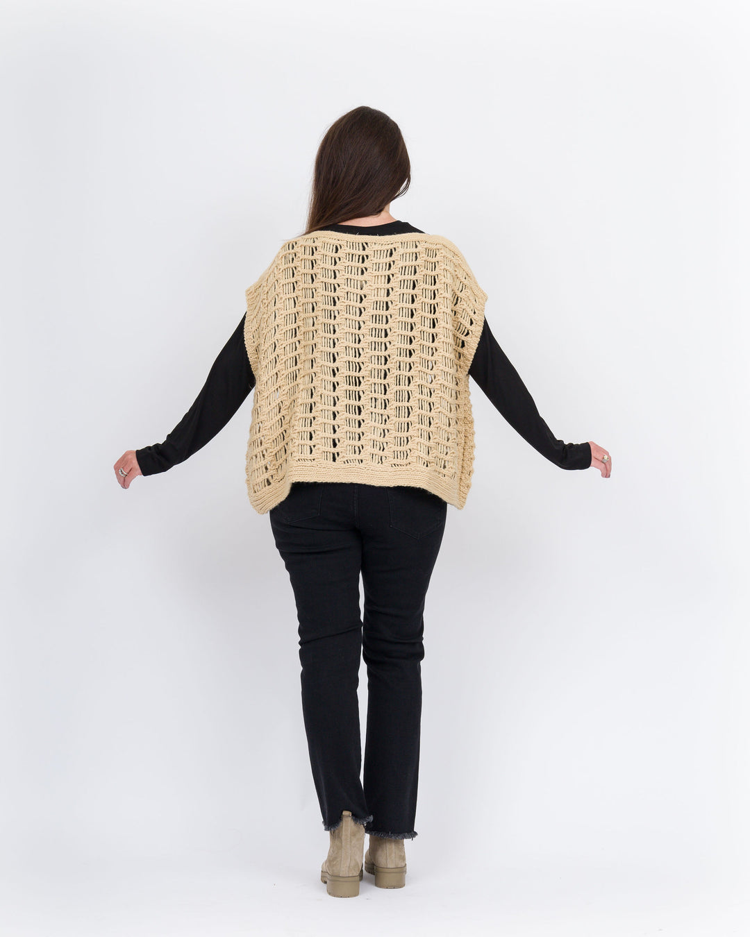 Irene Crochet Knit Sweater- Khaki