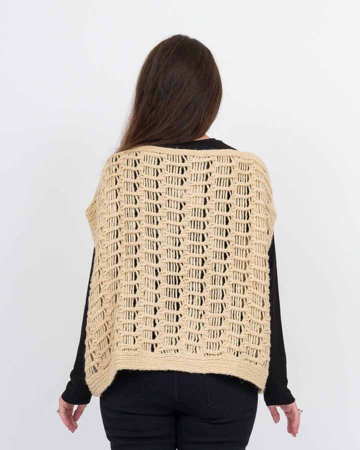 Irene Crochet Knit Sweater- Khaki