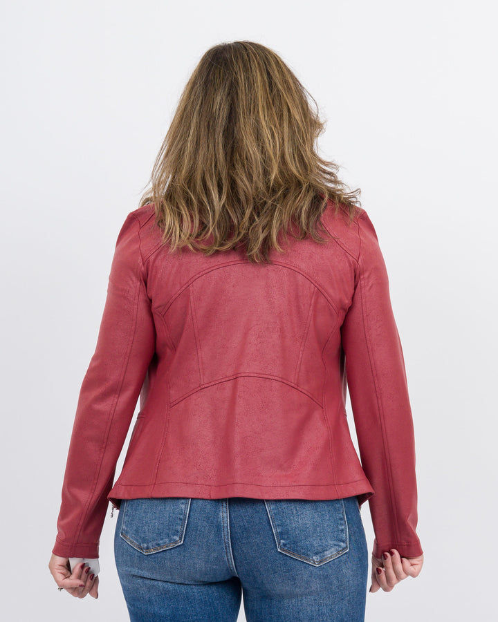 Clara Sunwoo Leather Knit Jacket - Ruby