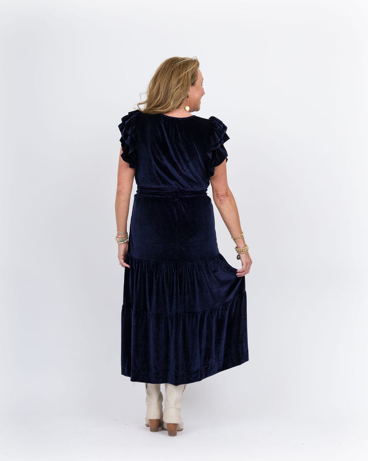 Velvet Tiered Maxi Dress