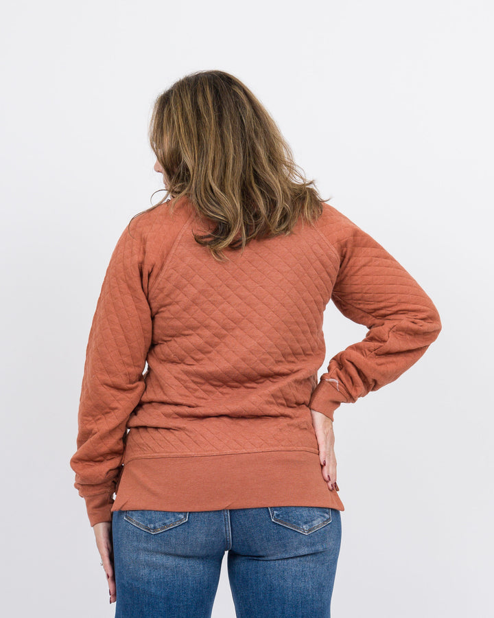 Everly Quilted Sweatshirt - Chestnut