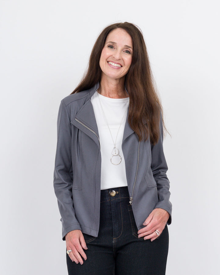 Clara Sunwoo Classic Liquid Leather Jacket - Charcoal