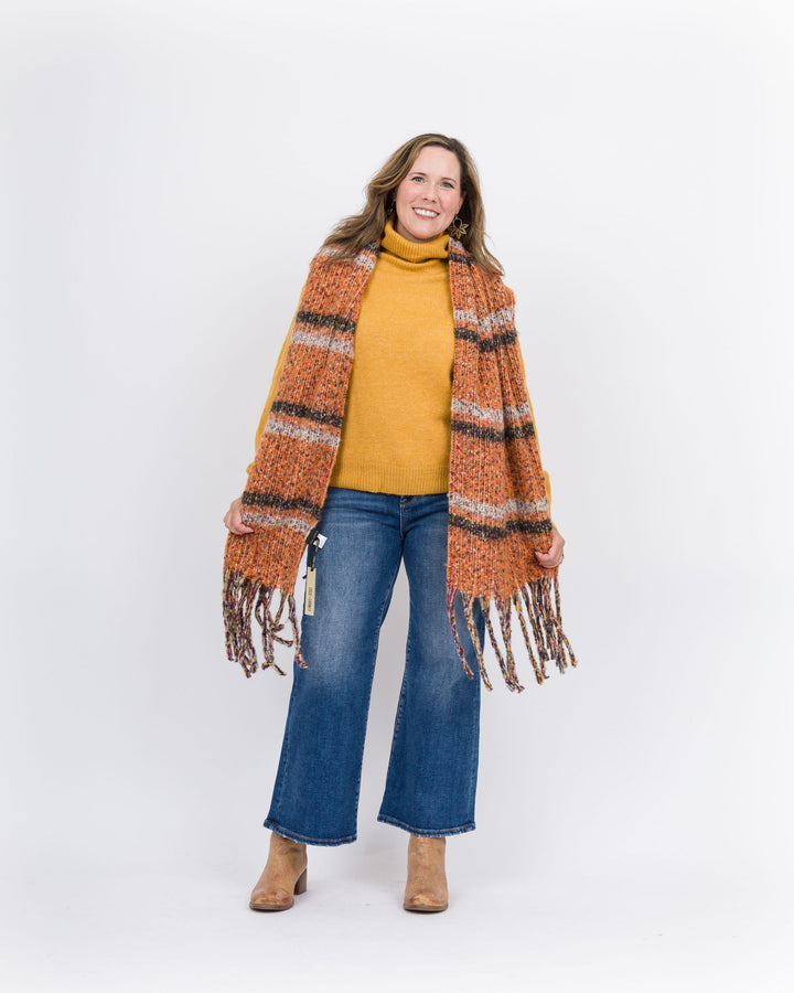 Elan Stripe Scarf - Orange/Brown