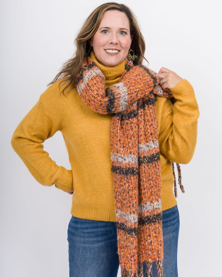 Elan Stripe Scarf - Orange/Brown