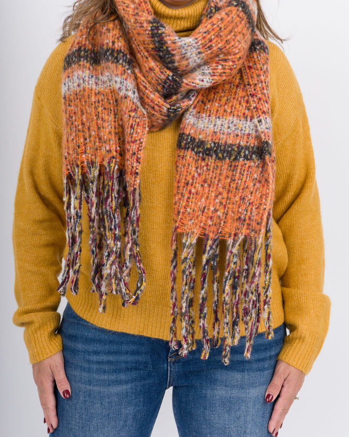 Elan Stripe Scarf - Orange/Brown