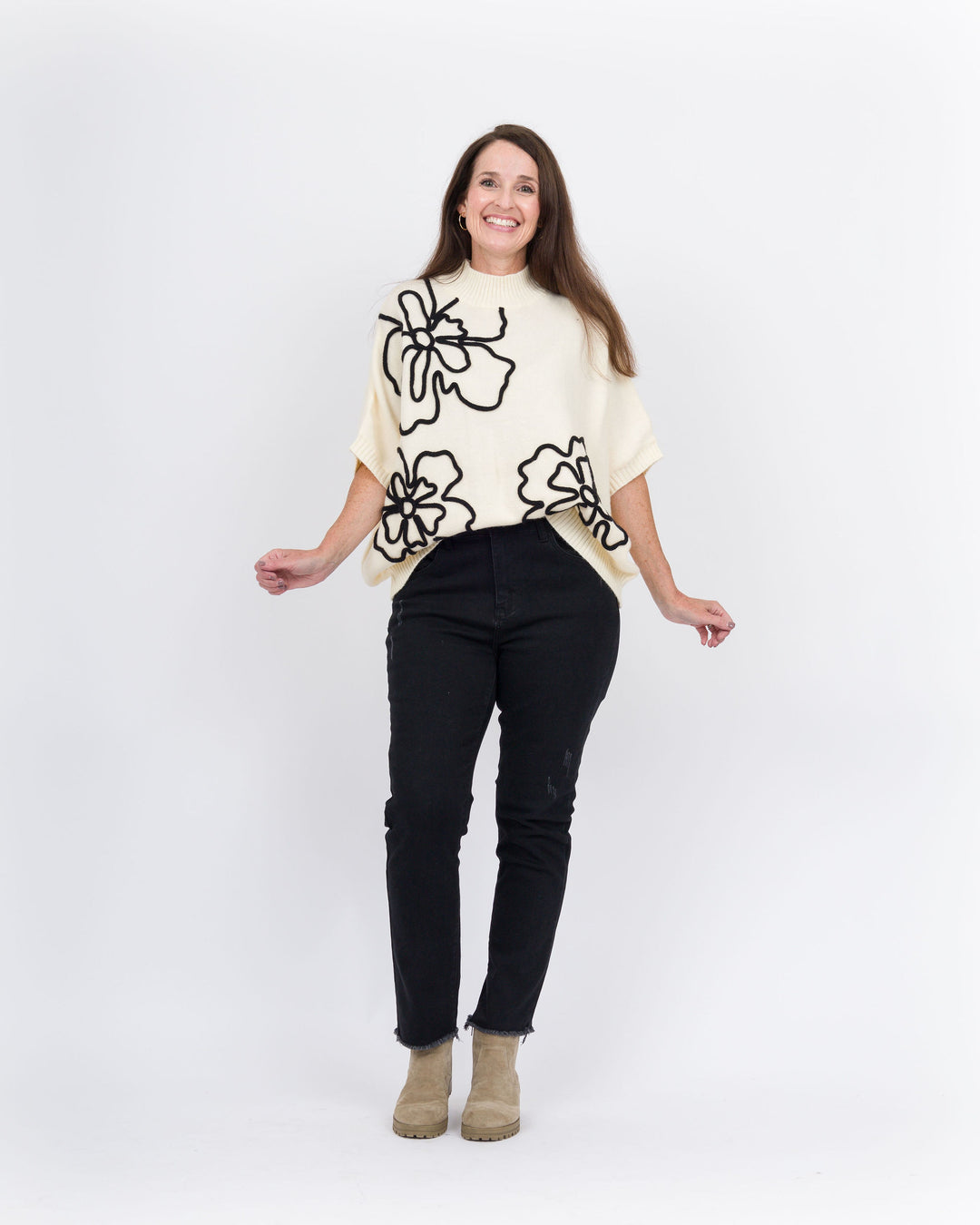 Lucille Mock Neck Sweater -Cream