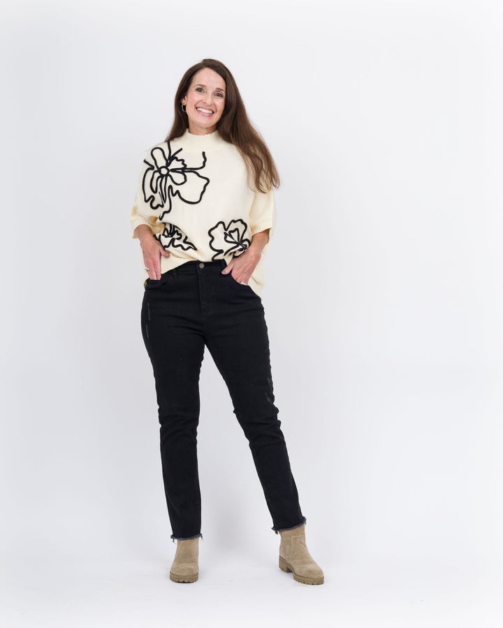 Lucille Mock Neck Sweater -Cream