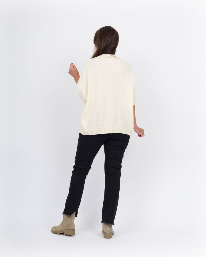 Lucille Mock Neck Sweater -Cream