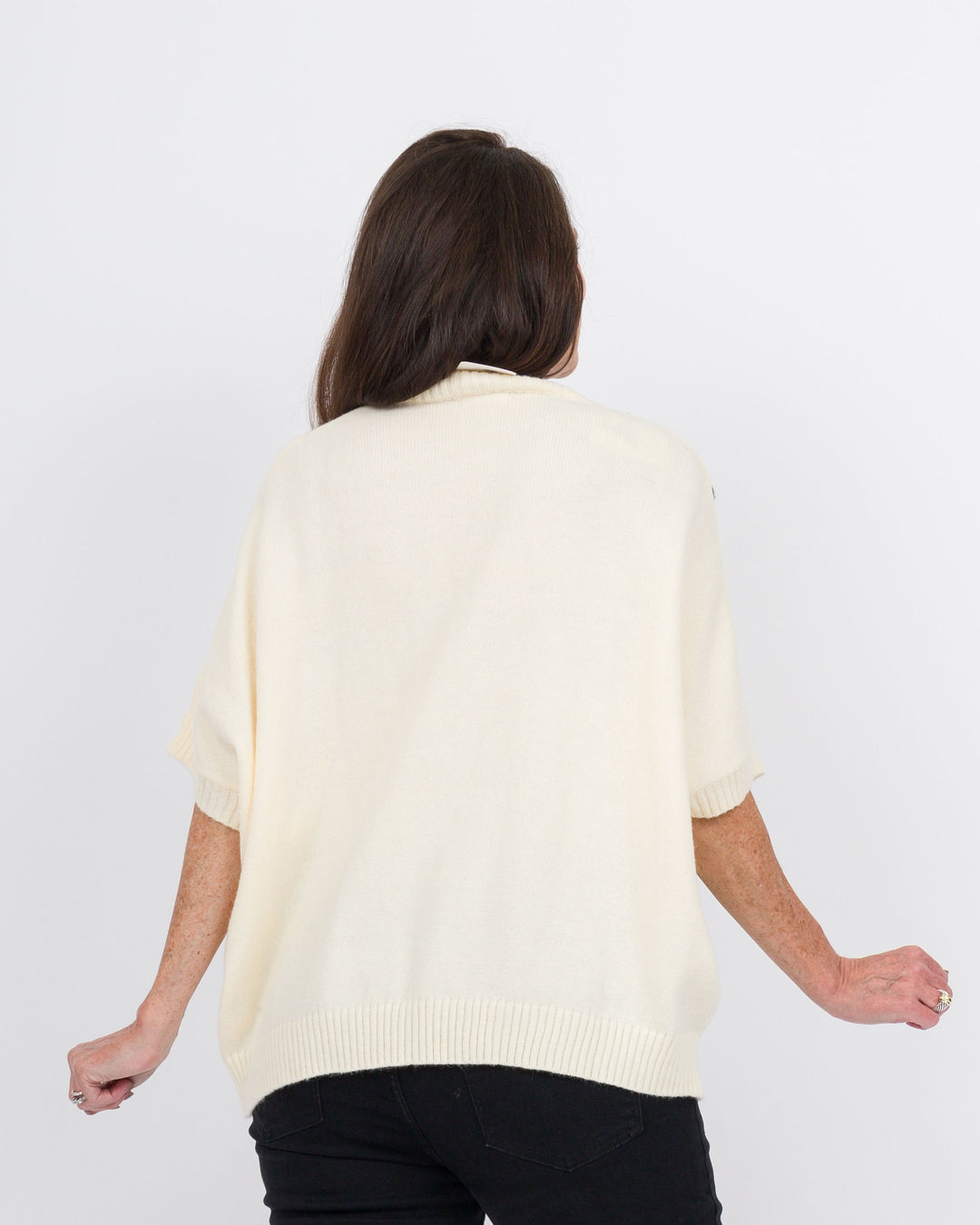 Lucille Mock Neck Sweater -Cream