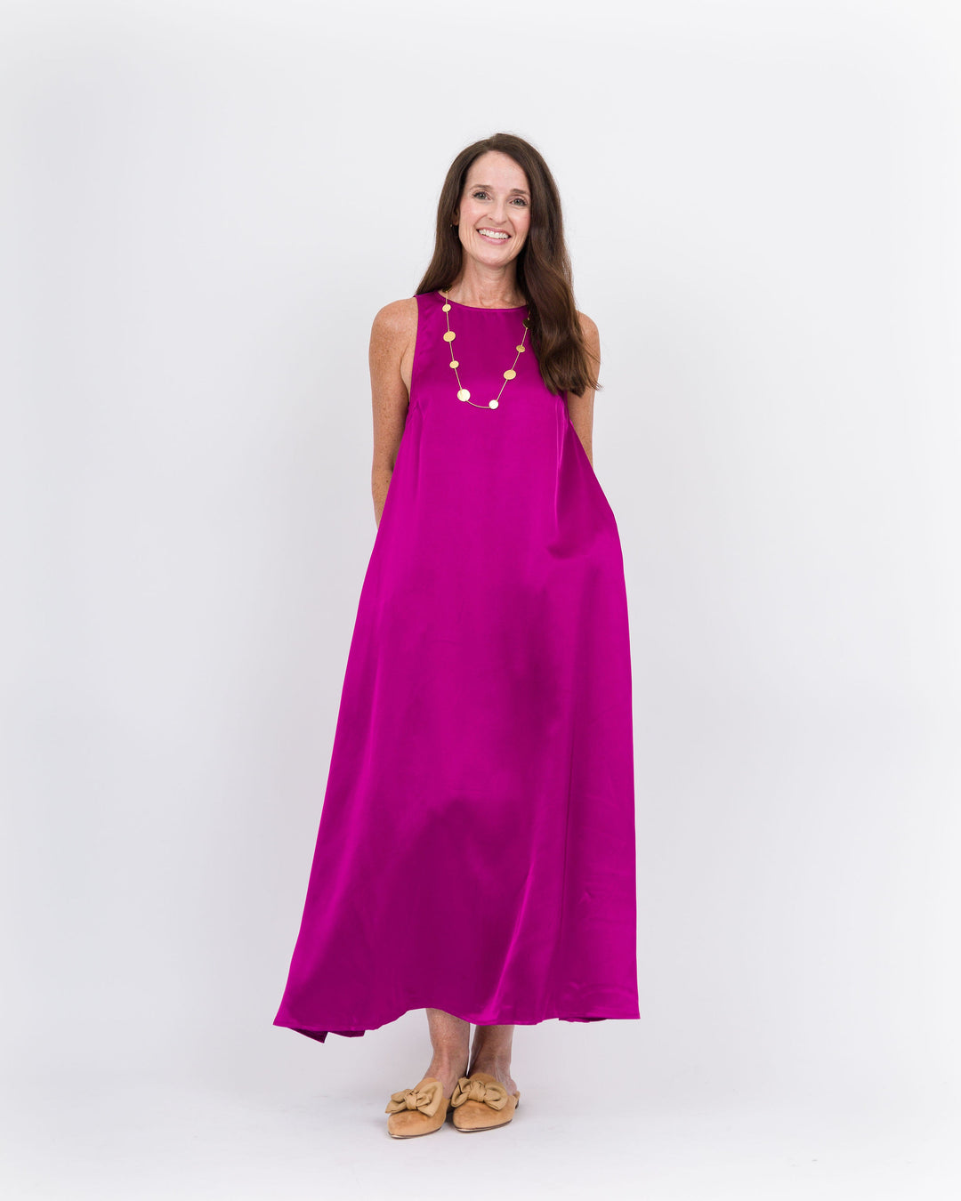 Satin Maxi Tank Dress- Orchid