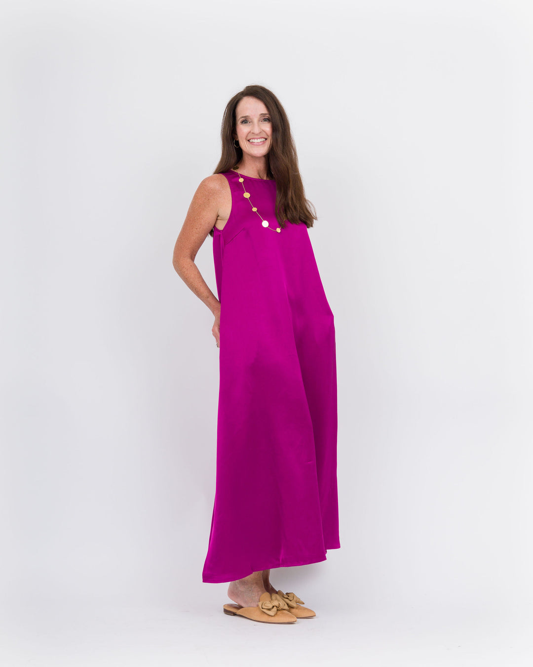 Satin Maxi Tank Dress- Orchid