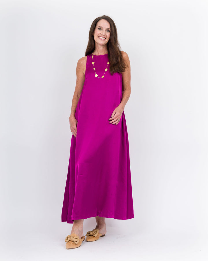 Satin Maxi Tank Dress- Orchid