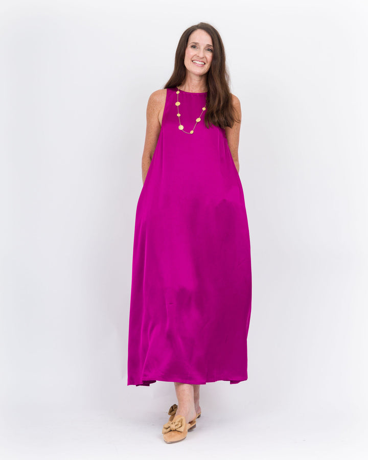 Satin Maxi Tank Dress- Orchid