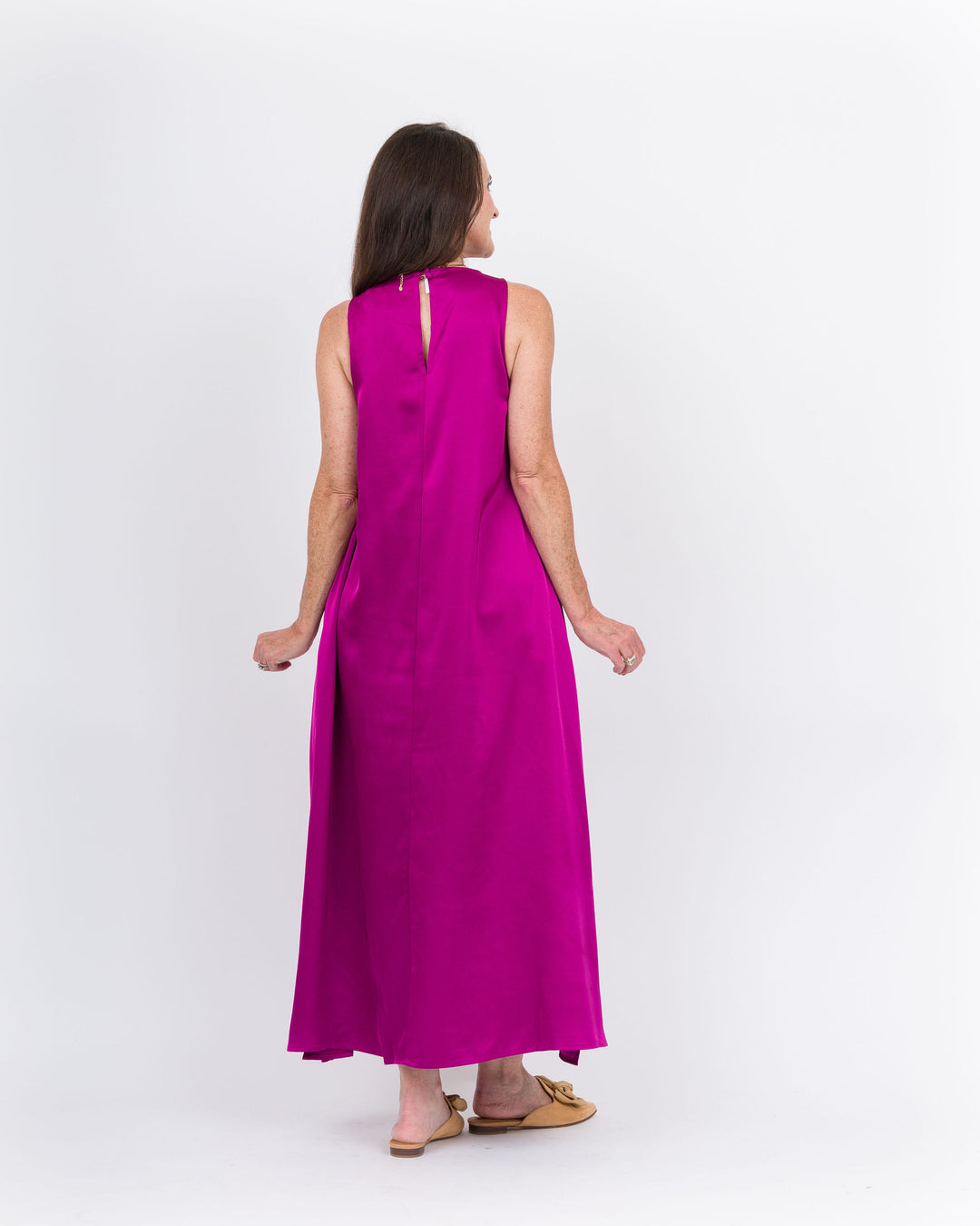 Satin Maxi Tank Dress- Orchid