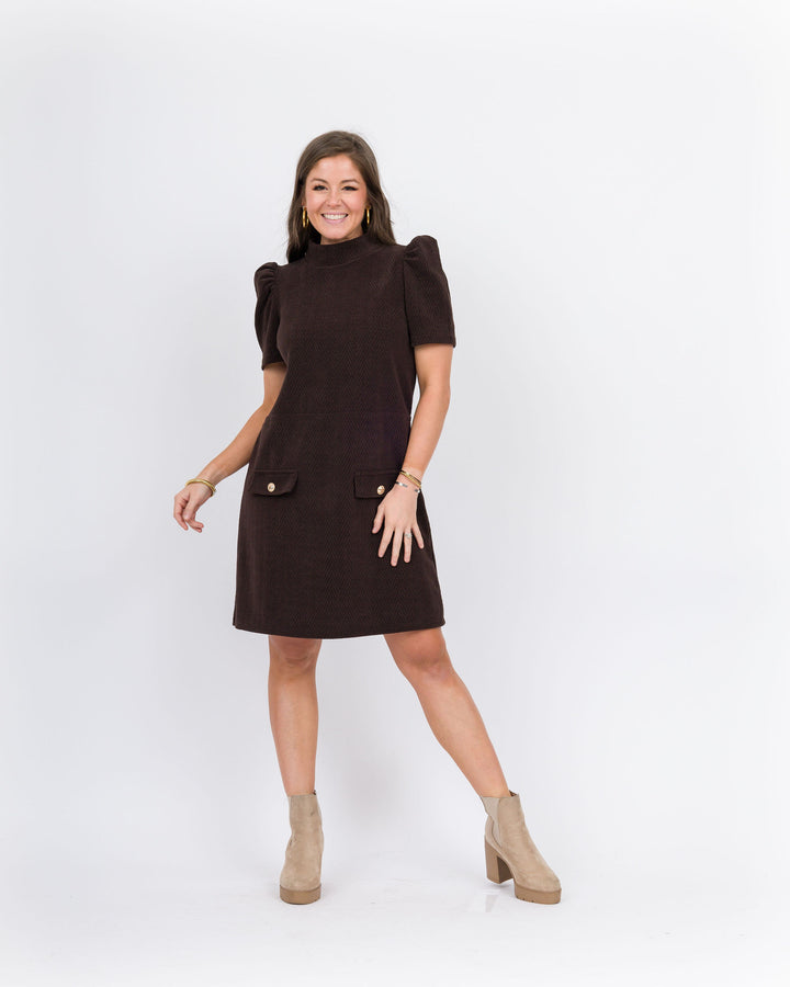 Laretta Chenille Dress- Brown