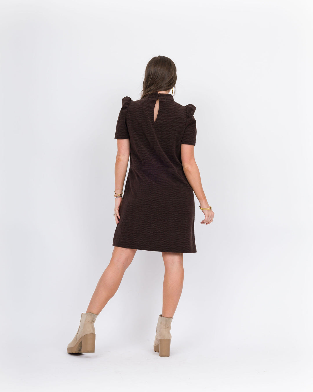 Laretta Chenille Dress- Brown