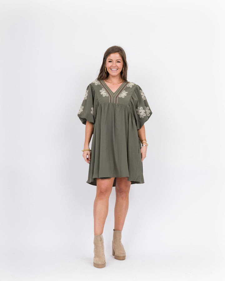 Annemarie Mini Dress-Olive