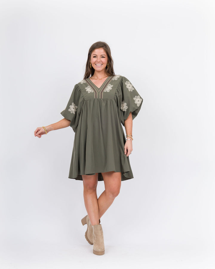 Annemarie Mini Dress-Olive