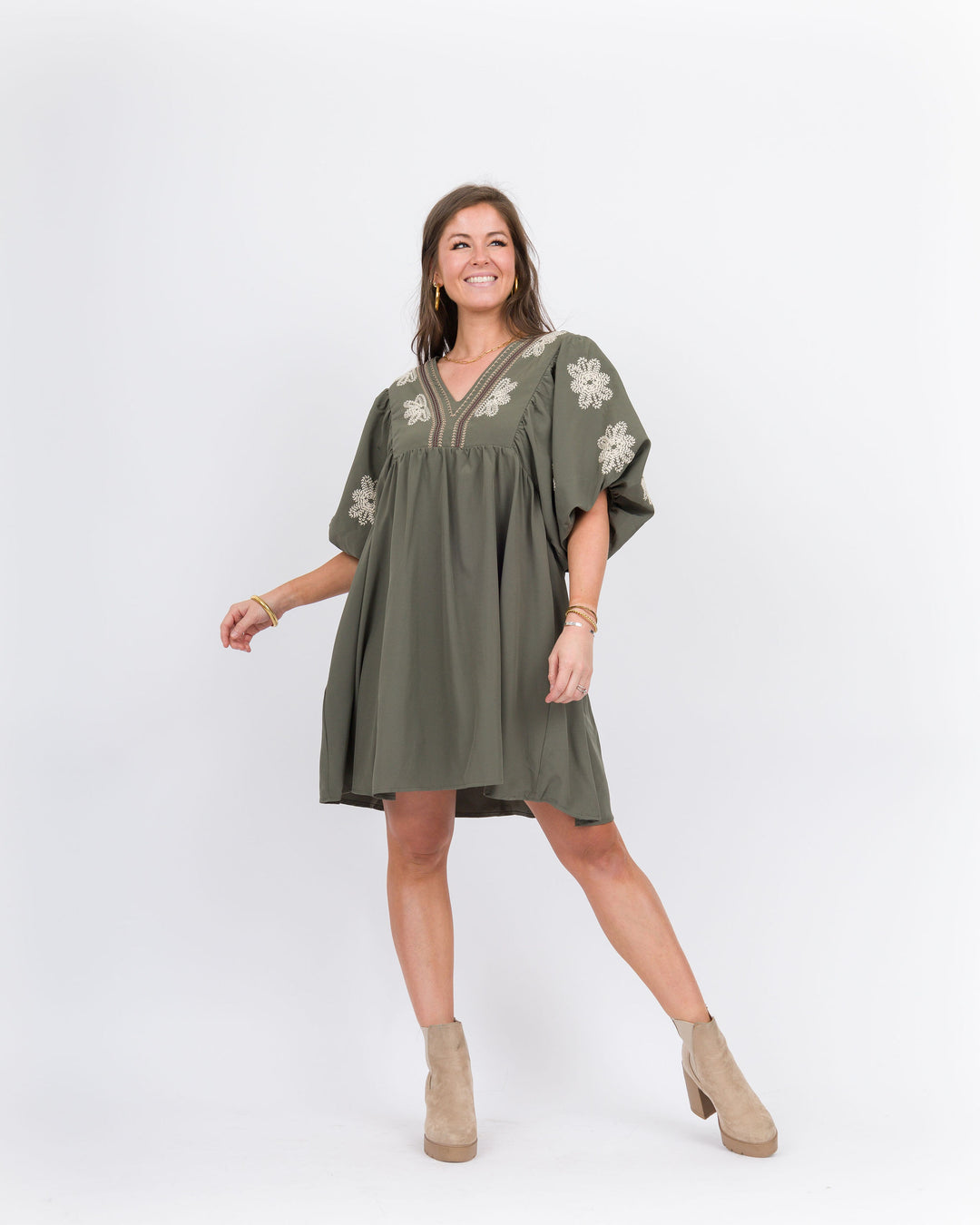 Annemarie Mini Dress-Olive